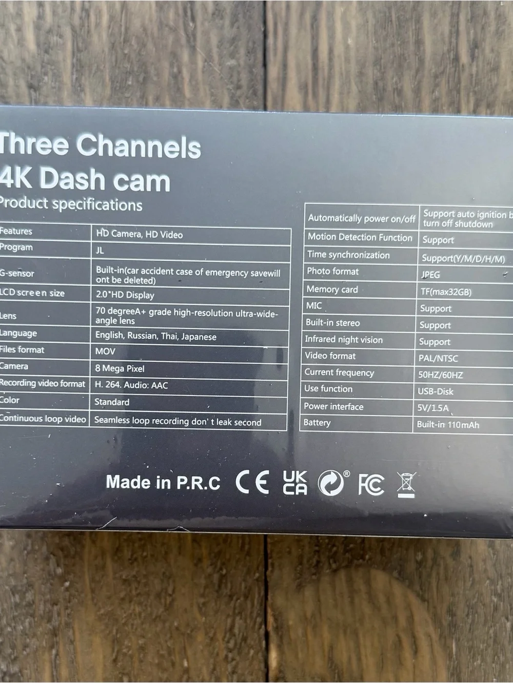 4K Three-Channel Dash Cam (Black)